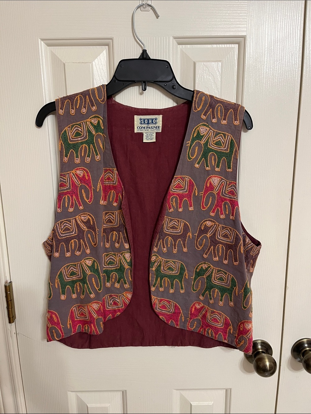 Vintage Soho Multicolor Elephant Embroidered Vest
